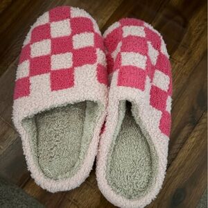 Pink and White Checkered Slippers